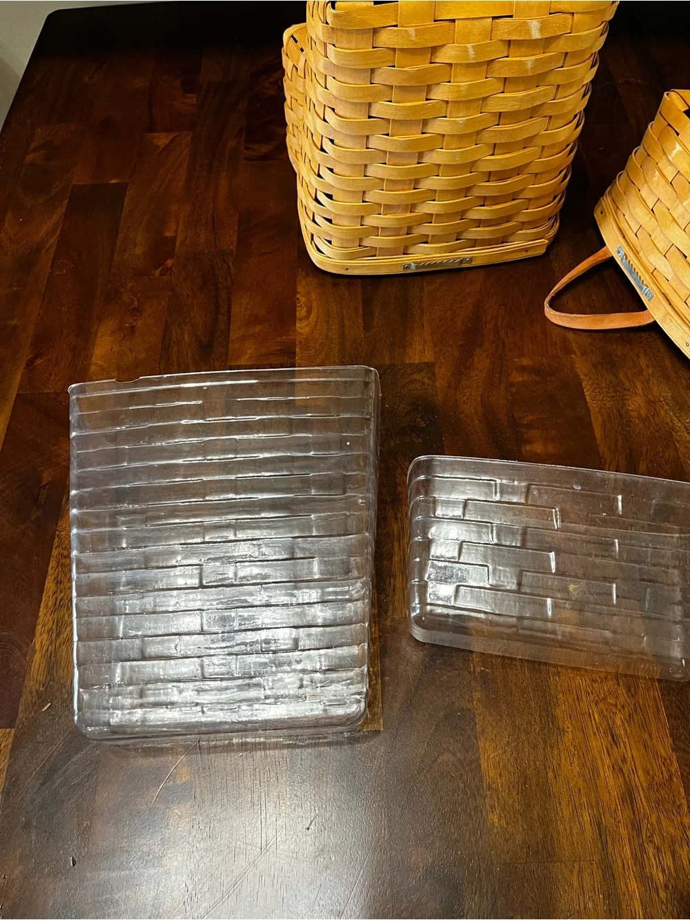 Longaberger Natural Tan Woven Basket Trio with Leather Handles